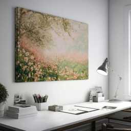 Romantic Pastel Meadow Canvas Print, Blossoming Floral Landscape, Nature-Inspired Decor, Abstract Botanical Wall Art - thumbnail 2