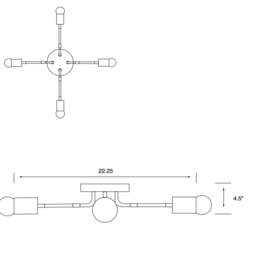 Marka Modern 4 Light Mid Century Semi Flush - thumbnail 4