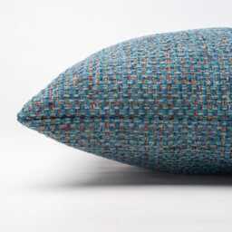 Rustic Basketweave Cushion Cover in Teal Blue. Textured Woven Design With Contrast Threads. 17x17 - thumbnail 2