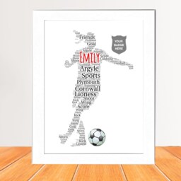 Personalised Women Football Word Art Gift, Team Presentation Wall Art, Any Badge Included, Colours & Words, Soccer Fans Gift - thumbnail 2