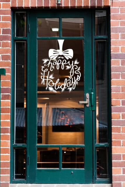 Happy Holidays Wreath Vinyl Wall Decal - Christmas Decor - image 1