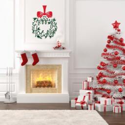 Happy Holidays Wreath Vinyl Wall Decal - Christmas Decor - thumbnail 2