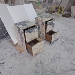 Calacatta Viola Marble Nightstand With Drawer - Handmade Luxury Stone Side Table - thumbnail 3
