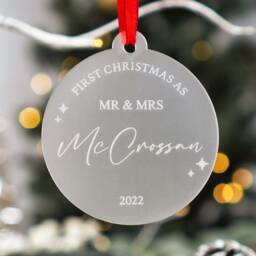 Personalized First Christmas Mr & Mrs Bauble, Married Ornament
