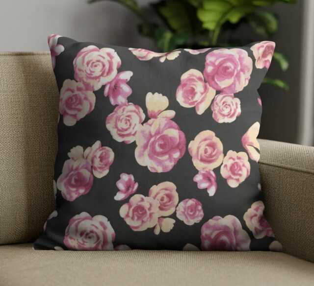 "Pink Roses Cushion Covers - Vibrant Floral Throw Pillow Square & Lumbar Options 18""/20" - image 1