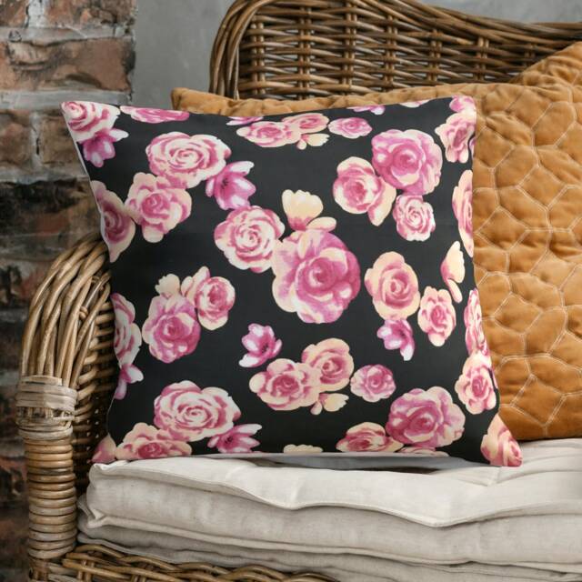 "Pink Roses Cushion Covers - Vibrant Floral Throw Pillow Square & Lumbar Options 18""/20" - image 1