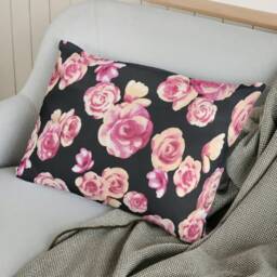 "Pink Roses Cushion Covers - Vibrant Floral Throw Pillow Square & Lumbar Options 18""/20" - thumbnail 2