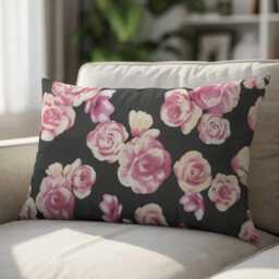 "Pink Roses Cushion Covers - Vibrant Floral Throw Pillow Square & Lumbar Options 18""/20" - thumbnail 2