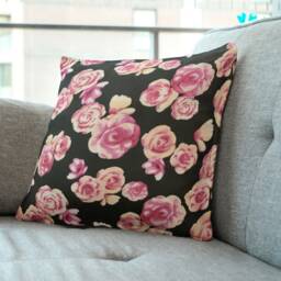 "Pink Roses Cushion Covers - Vibrant Floral Throw Pillow Square & Lumbar Options 18""/20" - thumbnail 3