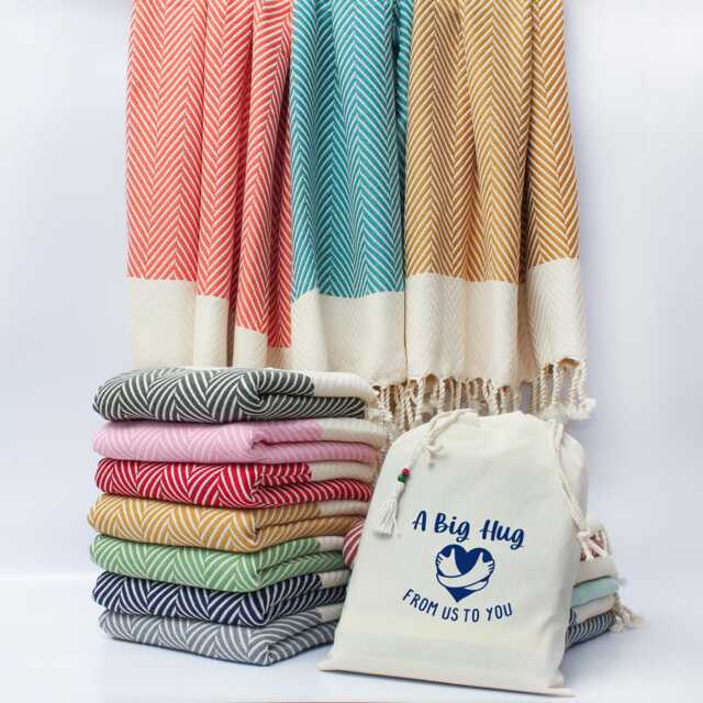 Quality Cotton Handwoven Throw Blanket, Personalised Gift, Anniversary Gift Set, Gift Set For Mum, Thank You Couple - image 1