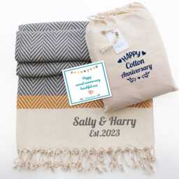 Quality Cotton Handwoven Throw Blanket, Personalised Gift, Anniversary Gift Set, Gift Set For Mum, Thank You Couple - thumbnail 2