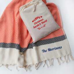 Quality Cotton Handwoven Throw Blanket, Personalised Gift, Anniversary Gift Set, Gift Set For Mum, Thank You Couple - thumbnail 4