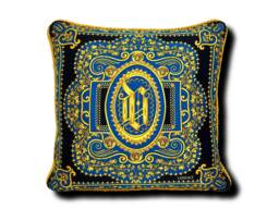 Blue Ivy Scarf Pillow - Blue/Black/Gold