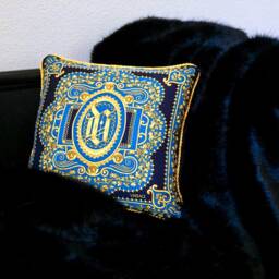 Blue Ivy Scarf Pillow - Blue/Black/Gold - thumbnail 2