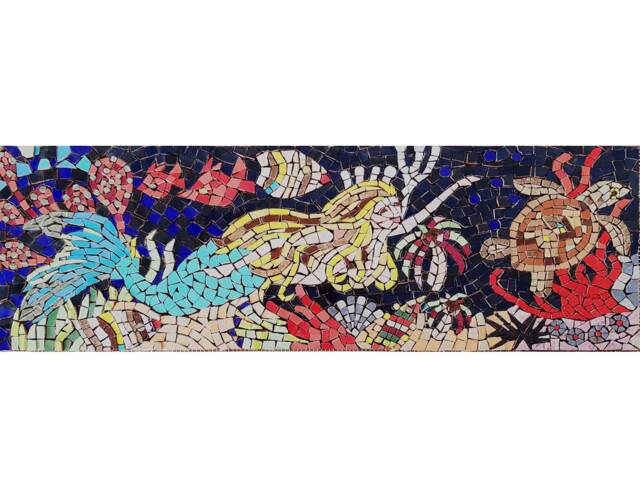 Mermaid Seascape Kitchen Mosaic Art Backsplash Or Pool Mosaic Handmade Tile On Mesh For Install in Wall - image 1