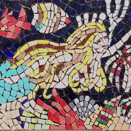Mermaid Seascape Kitchen Mosaic Art Backsplash Or Pool Mosaic Handmade Tile On Mesh For Install in Wall - thumbnail 2