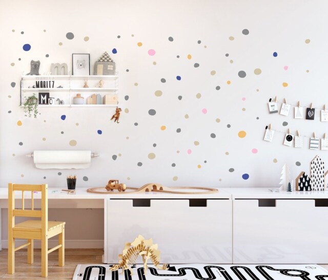 Hand Drawn Polka Dot Wall Stickers Multicolored, Irregular Dots Decals, Imperfect Decal Dots, Nursery & Kids Room - image 1