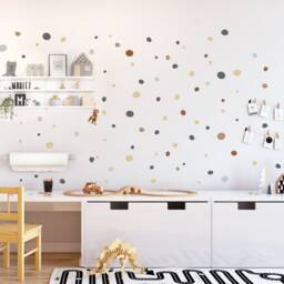 Hand Drawn Polka Dot Wall Stickers Multicolored, Irregular Dots Decals, Imperfect Decal Dots, Nursery & Kids Room - thumbnail 2
