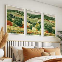 Green Rolling Hills Poster Set, Countryside Wall Art, Landscape Prints - thumbnail 3