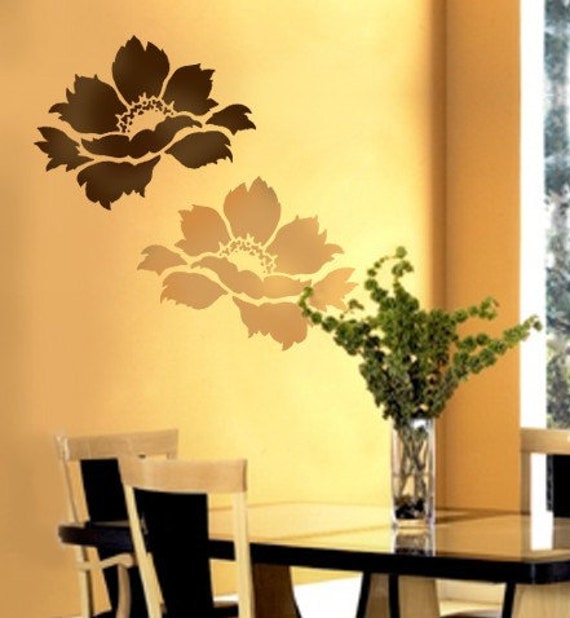 Tree Peony Flower Wall Art Stencil - Wall Art Stencils Easy To Use Stencils For A Quick Room Update Floral Walls - image 1