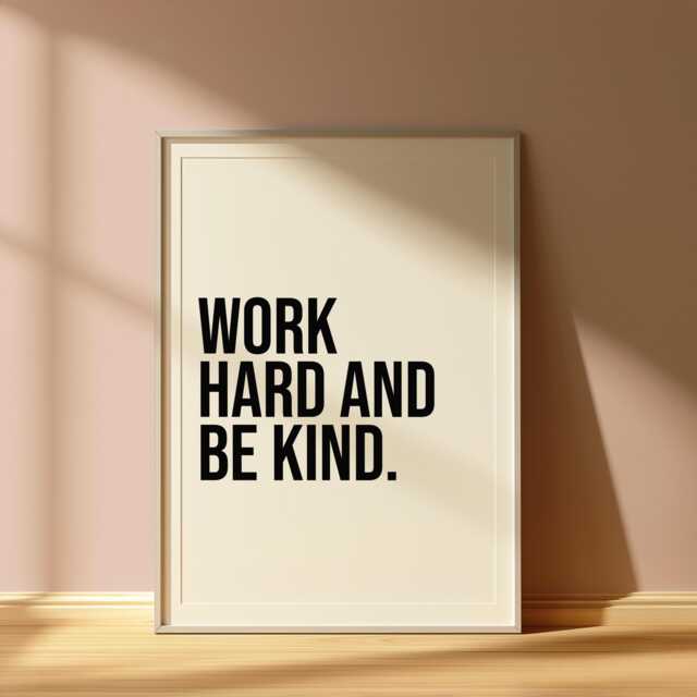 Work Hard Be Kind Print Bold Letter Wall Art - image 1