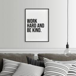 Work Hard Be Kind Print Bold Letter Wall Art - thumbnail 3