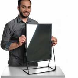 Gold Vanity Mirror - Free Standing For Tabletop Use Elegant Makeup & Cosmetic Dressing Tables Large Adjustable Frame - thumbnail 4