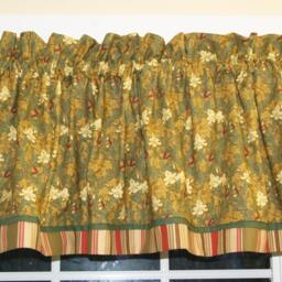 Green Red Khaki Floral Valance - 17x64 Rjr Nouvean Riche - Window Curtain Topper Rod Pocket Custom Handmade Dressing Drapes Home D??cor - thumbnail 2