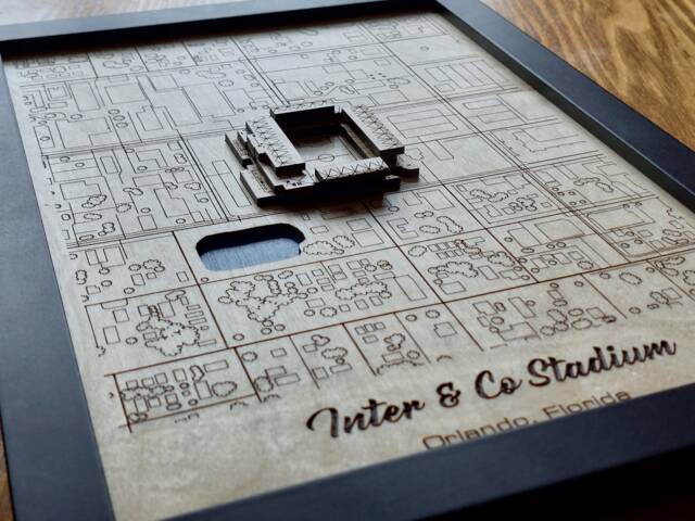 Inter & Co Stadium Wall Art Laser Engraved Wood, Orlando City Sc Gift - image 1