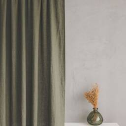 Forest Green Linen Curtain, Softened Medium Weight Custom Length Natural Curtain Panel, Handmade Window Treatments - thumbnail 2