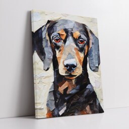Dachshund Fun Animal Dog Pet Lover Paper Mache Style Painting Wall Art Framed Canvas Poster Print Home Kitchen Living Room Decor Gifts - thumbnail 2