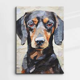 Dachshund Fun Animal Dog Pet Lover Paper Mache Style Painting Wall Art Framed Canvas Poster Print Home Kitchen Living Room Decor Gifts - thumbnail 3