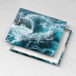 Swirling Foamy Waves Canvas, Picture Wall Hanging, Blue Decor, Nature Canvas Print - thumbnail 3