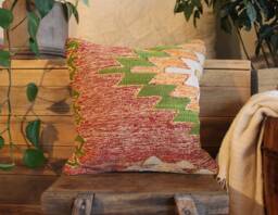 40cm - 16 Inch Square Vintage Kilim Cushion Cover Handwoven - Hand Spun Natural Fibres - thumbnail 1