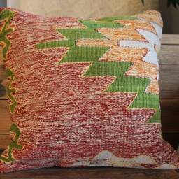40cm - 16 Inch Square Vintage Kilim Cushion Cover Handwoven - Hand Spun Natural Fibres - thumbnail 2