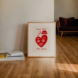 More Amor Por Favor Print, Quirky Wall Art, Living Room Poster, Red Decor, Gallery Inspo, Home Art Unframed - thumbnail 3