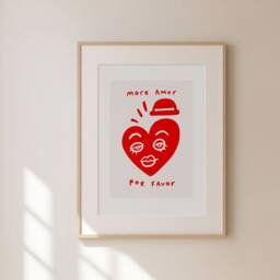 More Amor Por Favor Print, Quirky Wall Art, Living Room Poster, Red Decor, Gallery Inspo, Home Art Unframed - thumbnail 2