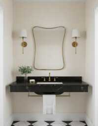 Curved Brass Mirror - Modern Vanity Bathroom Wall