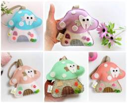 Various Colours Toadstool - Tooth Fairy Pillow 100% Pure Wool Felt, Perth Australia - thumbnail 1
