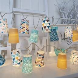 xl Led String Lights - Turquoise-Mustard With 6/8H Timer Function, Battery Operated - thumbnail 2