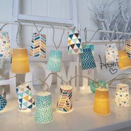 xl Led String Lights - Turquoise-Mustard With 6/8H Timer Function, Battery Operated - thumbnail 3