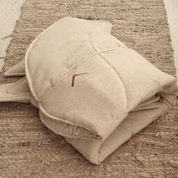 Linen Baby Play Mat Organic Monstera Leaf Rug, Quilted Crawling - thumbnail 4