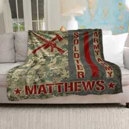 Personalized Army Blanket, Dad Custom Gift For Fireman, Dad, Husband, Boyfriend, Son - thumbnail 1