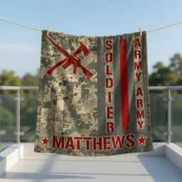 Personalized Army Blanket, Dad Custom Gift For Fireman, Dad, Husband, Boyfriend, Son - thumbnail 2