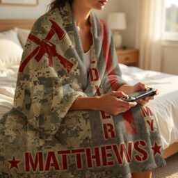 Personalized Army Blanket, Dad Custom Gift For Fireman, Dad, Husband, Boyfriend, Son - thumbnail 4