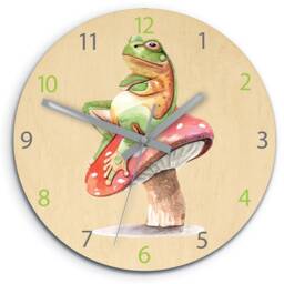 Personalized Wooden Clock - Sweet Frog, With Name, Dates, Numbers, Children Silent - thumbnail 4