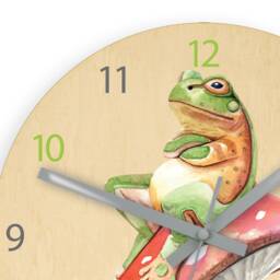 Personalized Wooden Clock - Sweet Frog, With Name, Dates, Numbers, Children Silent - thumbnail 2