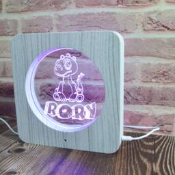 Personalized Dinosaur Led Night Light Custom Kids Room Decor - thumbnail 4