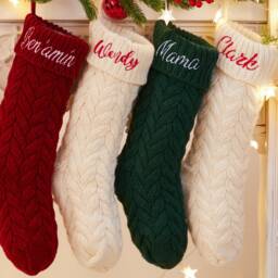 Personalized Christmas Stockings, Embroidered Stocking, Christmas Gifts, Knitted Monogram Family Stockings - thumbnail 3