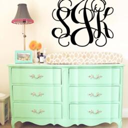 Vine Monogram Wall Decal Initial Nursery Decor - thumbnail 2